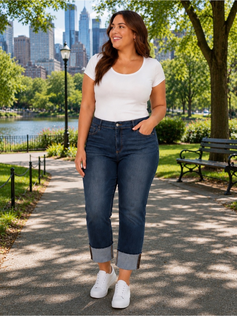 LOFT Dark Blue Boyfriend Jeans with Cuffed Hems. Size 20